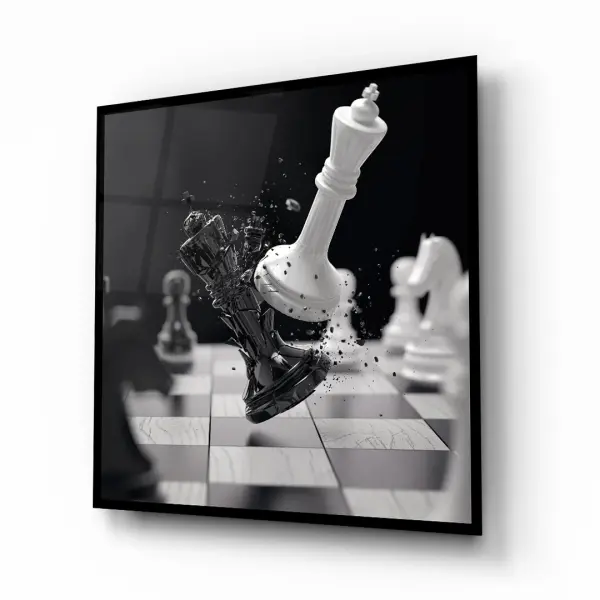 Chess Stroke - Square Glass Art