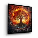 Tree of Lİfe 11 - Square Glass Art