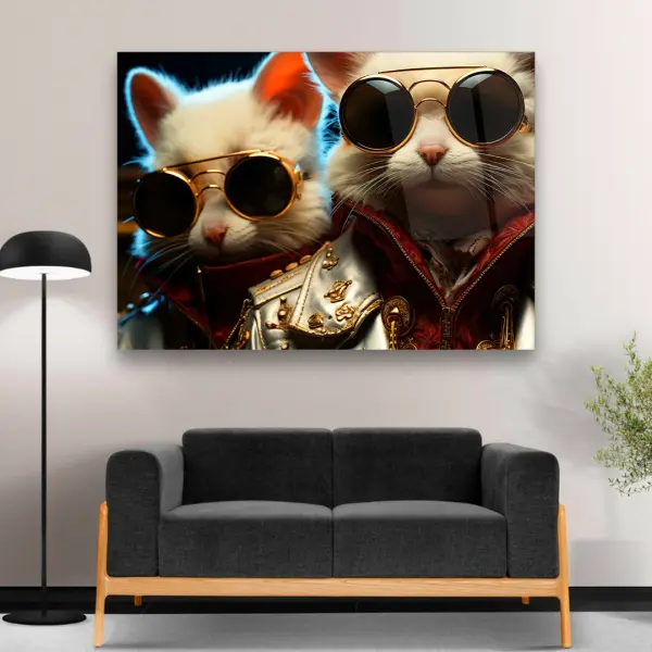Fashion Cat's - Horizontal Glass Art