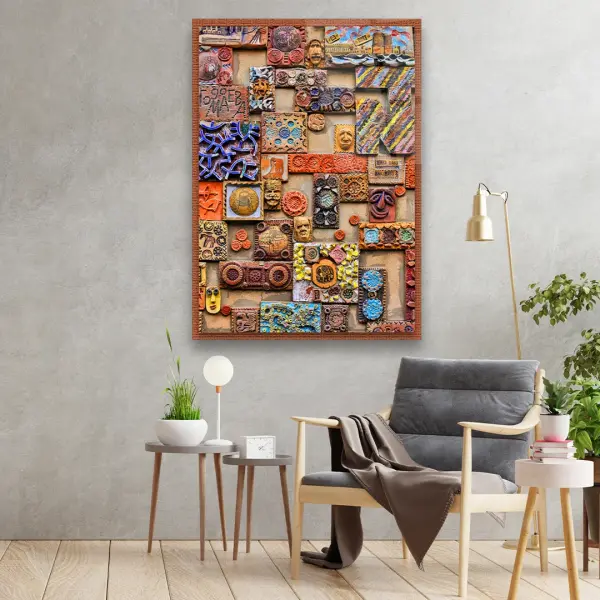 Mosaic Stones - Rectangle Glass Art