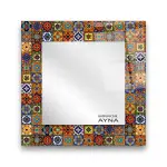 Tile Patterned Glass Mirror Three Piece Set Ayvalik - Square