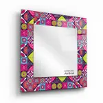 Tile Patterned Glass Mirror Three Piece Set Datca - Square
