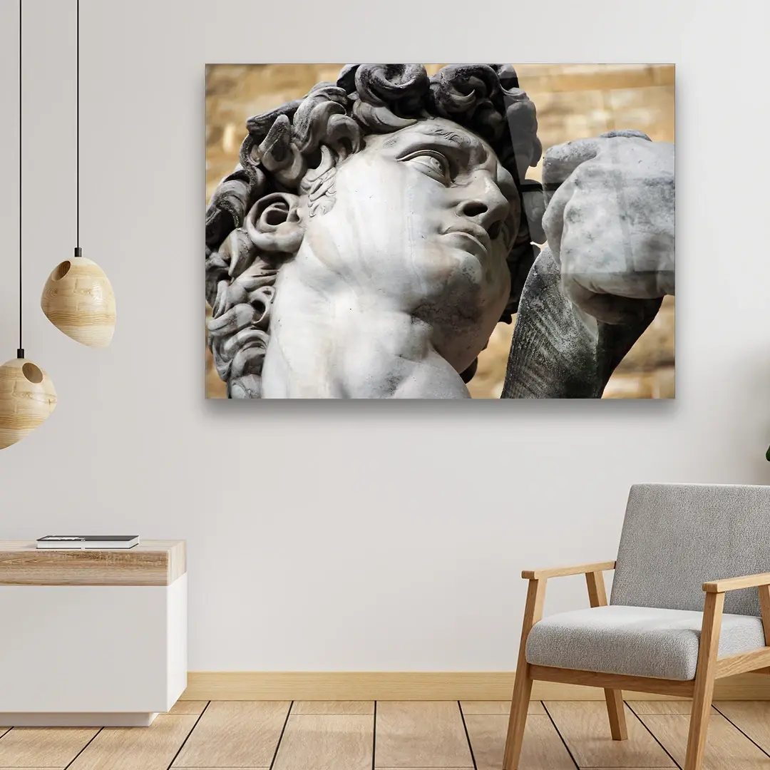 Michelangelo Davud Statue - Horizontal Wall Glass Art