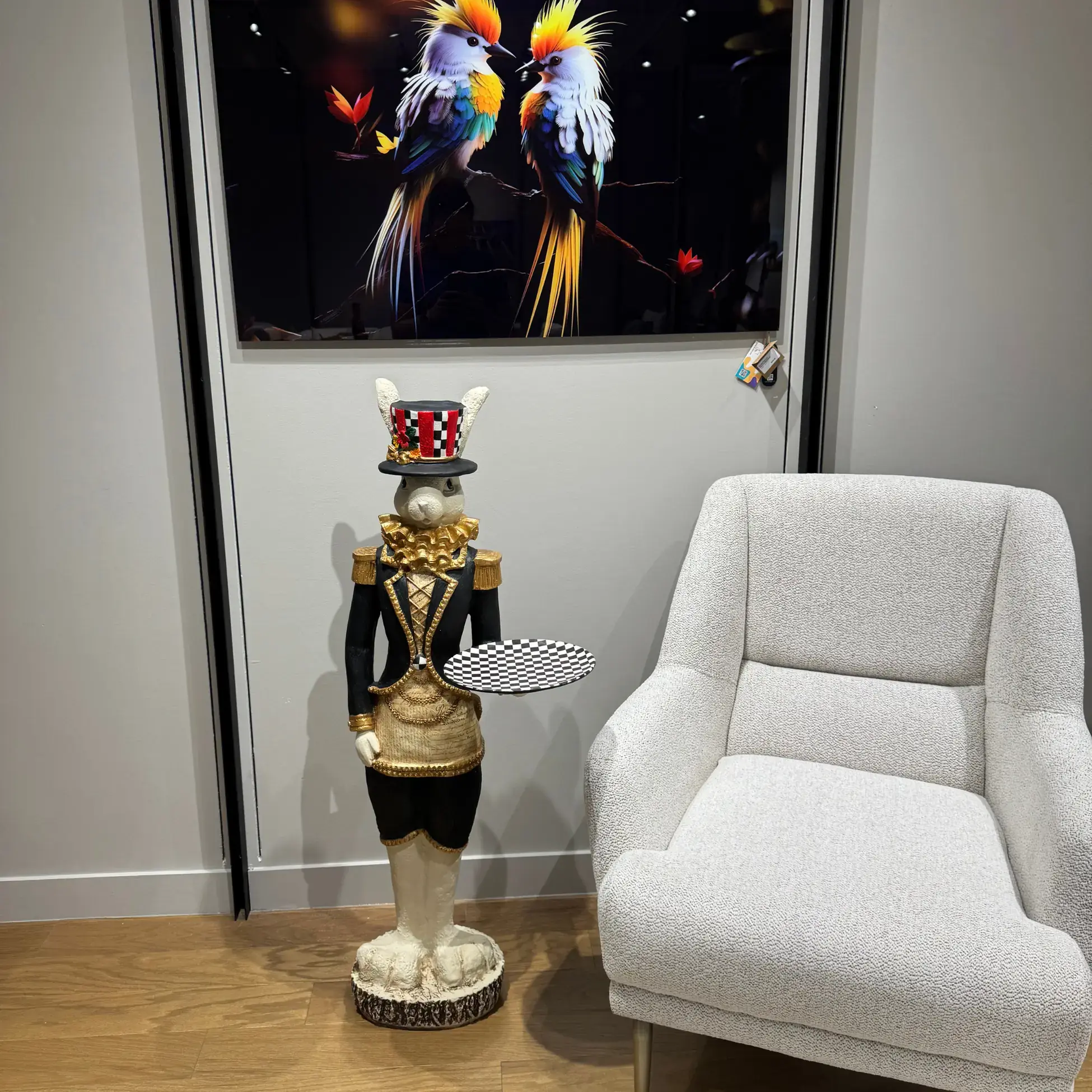 Luxury Rabbit Butler Statue with Handmade Details – Decorative Sculpture for Home or Office (Available in Black Jacket and Green Jacket Variants)