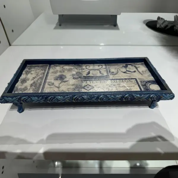 Handmade Decorative Coffee & Tea Serving Tray - Elegant Design for Special Occasions - Blue