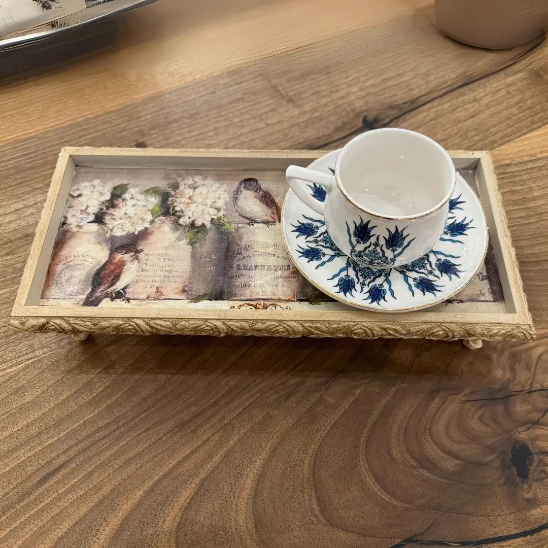 Handmade Decorative Coffee & Tea Serving Tray - Elegant Design for Special Occasions - Blue