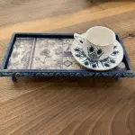 Handmade Decorative Coffee & Tea Serving Tray - Elegant Design for Special Occasions - Blue