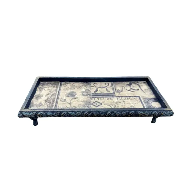 Handmade Decorative Coffee & Tea Serving Tray - Elegant Design for Special Occasions - Blue