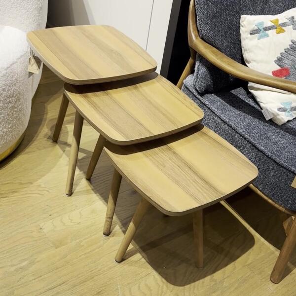 B-7 Modern Wooden Nesting Table (Curved-Style Canary)