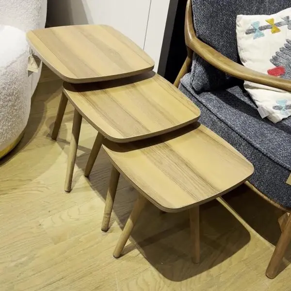 B-7 Modern Wooden Nesting Table (Curved-Style Canary)