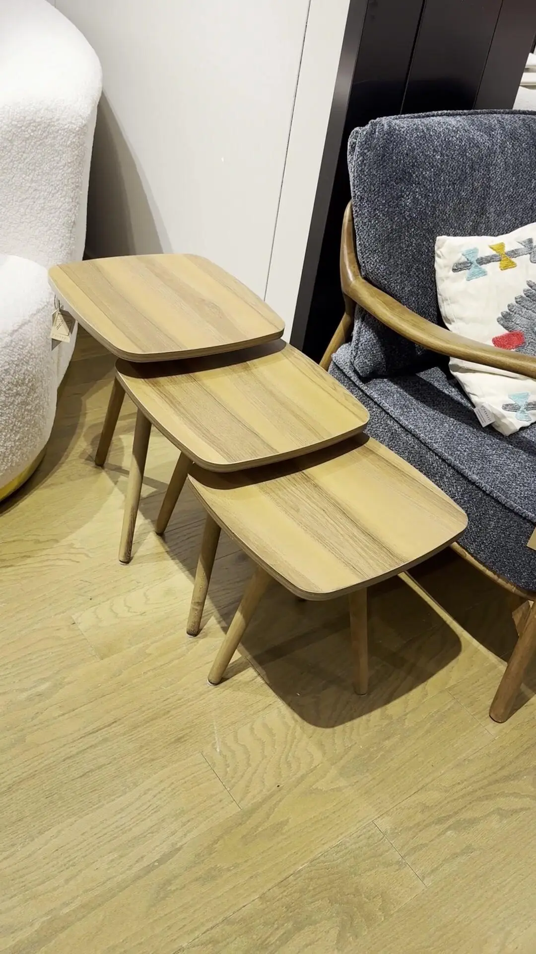 B-7 Modern Wooden Nesting Table (Curved-Style Canary)