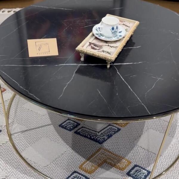 Ferozzi KA-7 Black Coffee Table GOLD LEG