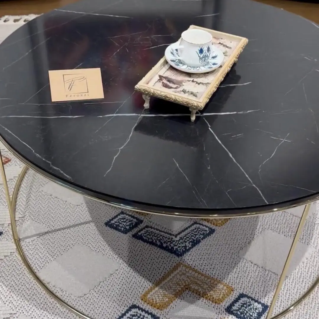Ferozzi KA-7 Black Coffee Table GOLD LEG