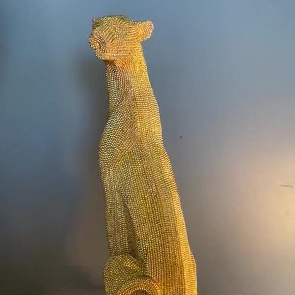 Gold Panther Sculpture (Handmade)