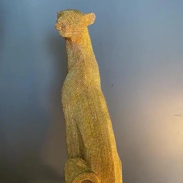 Gold Panther Sculpture (Handmade)