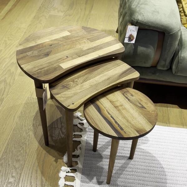 Walnut Bean Nesting Table Set