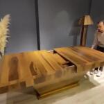 Extra Large Ridgewood Walnut Veneer Table – Adjustable Seating for 6 to 12 People