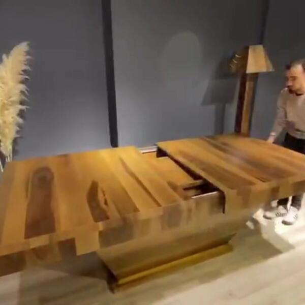 Extra Large Ridgewood Walnut Veneer Table – Adjustable Seating for 6 to 12 People