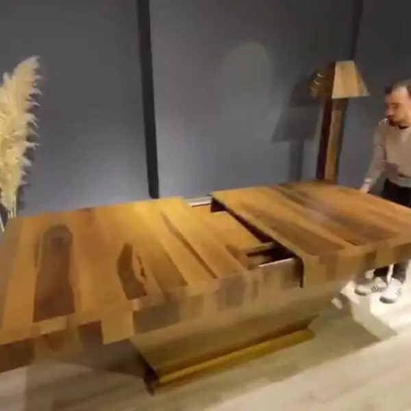 Extra Large Ridgewood Walnut Veneer Table – Adjustable Seating for 6 to 12 People