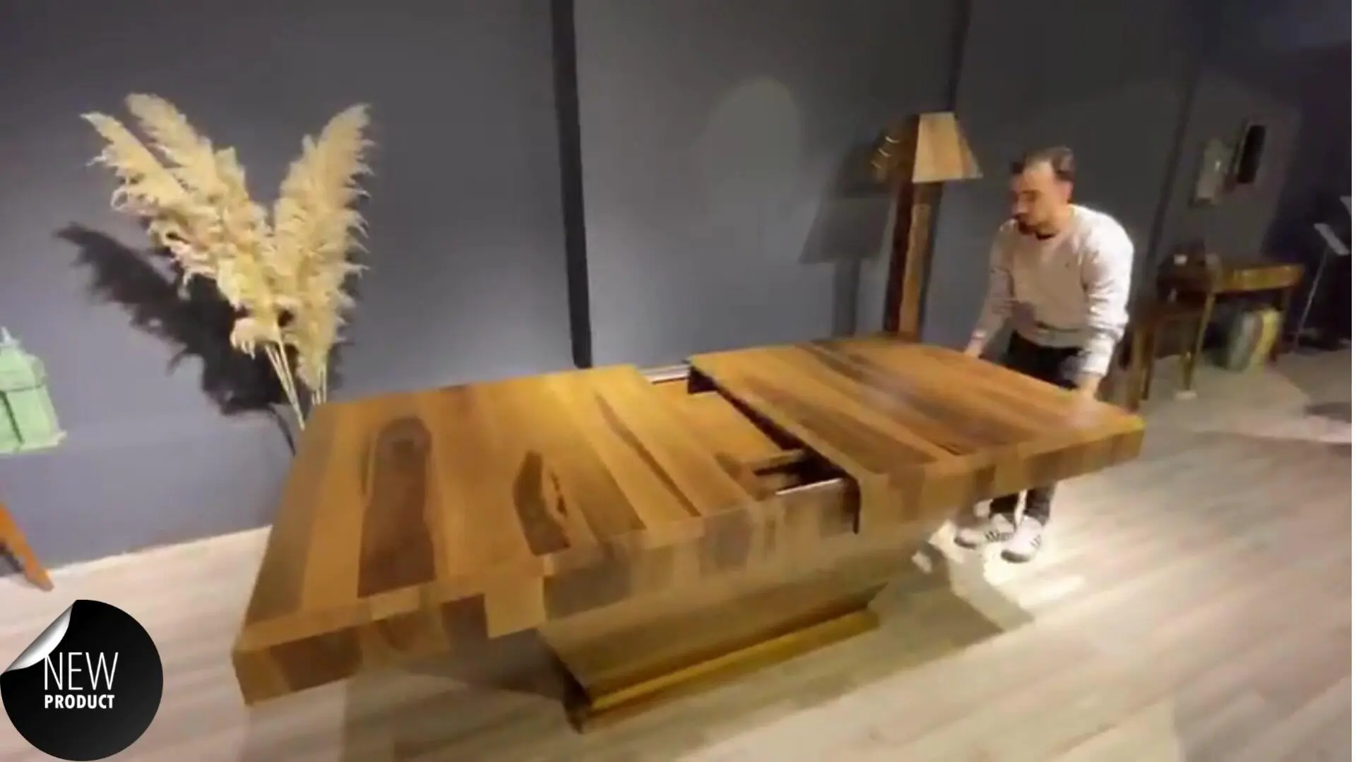 Extra Large Ridgewood Walnut Veneer Table – Adjustable Seating for 6 to 12 People