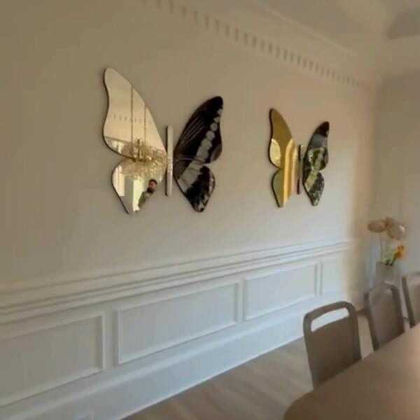 Ferozzi Butterfly Mirror – Elegant Decorative Mirror (Rose Gold,Black and Gold, Black and Silver)
