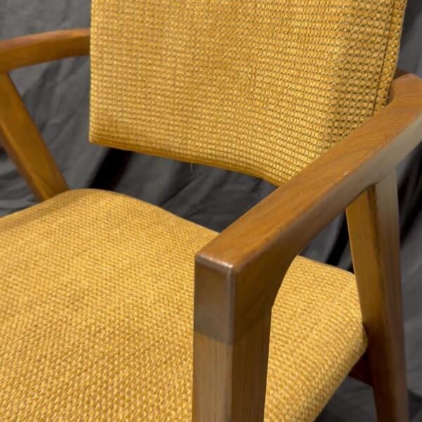 Ferozzi Handmade Solid Walnut Armchair with Upholstered Seat & Backrest | Mid-Century Modern Chair