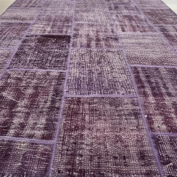 Purple Patchwork Rug – Modern Handstitched Area Carpet