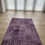 Purple Patchwork Rug – Modern Handstitched Area Carpet