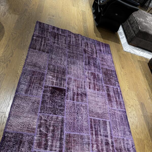 Purple Patchwork Rug – Modern Handstitched Area Carpet