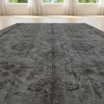 Smoky Elegance Rug – Handwoven Dark Grey Vintage Carpet