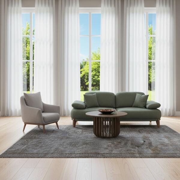 Smoky Elegance Rug – Handwoven Dark Grey Vintage Carpet