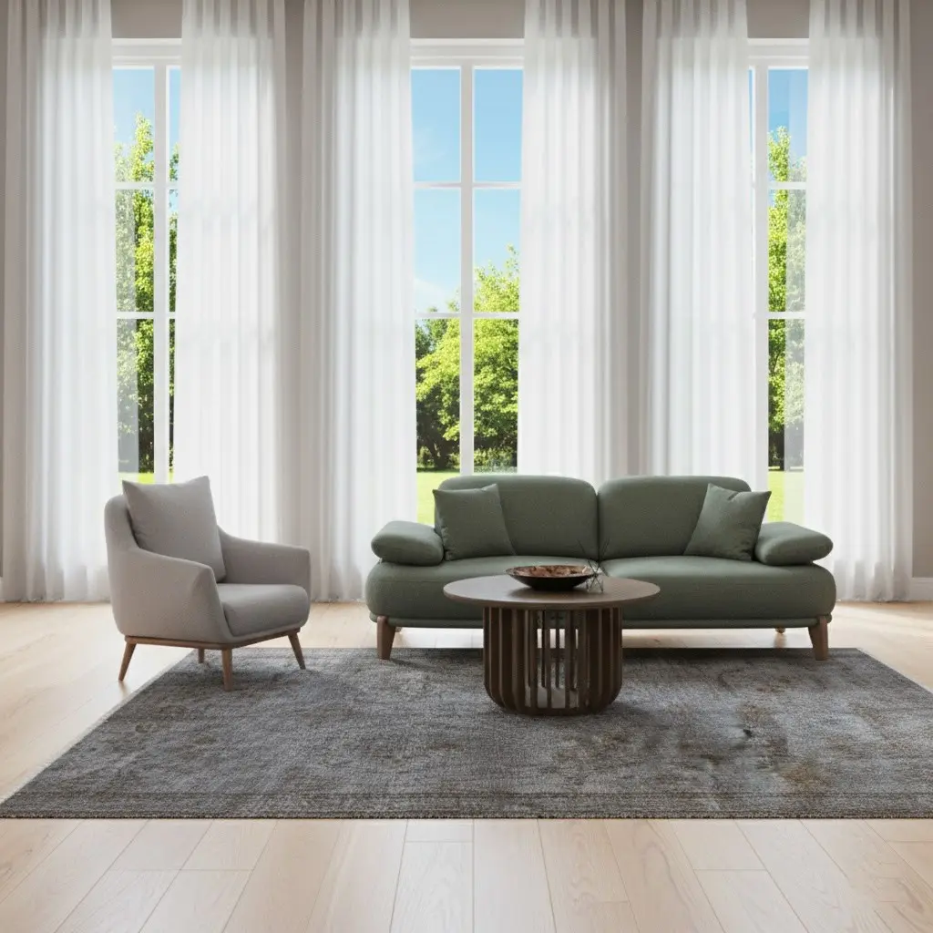 Smoky Elegance Rug – Handwoven Dark Grey Vintage Carpet