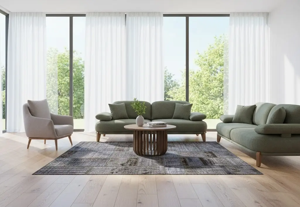 Steel Harmony Patchwork Rug – Handmade Grey & Smoke Tones Carpet