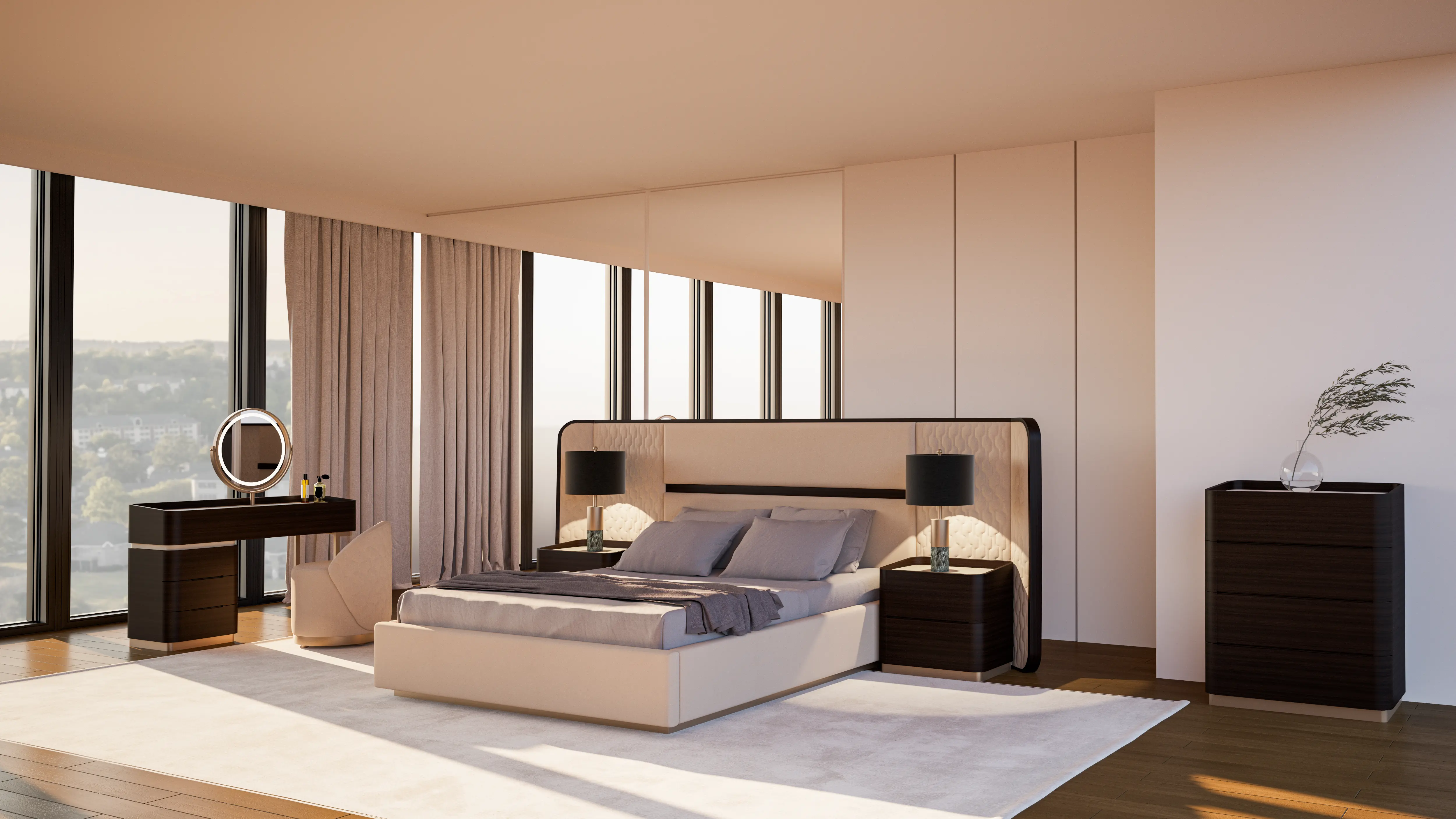 Tawny Base and Headboard (With Nightstands)