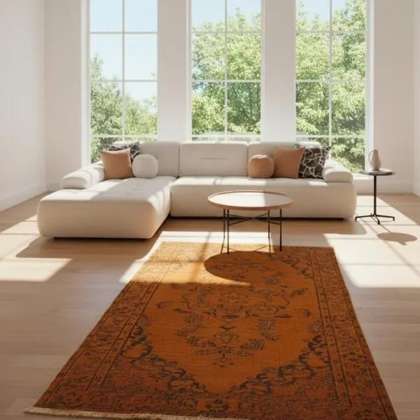 Terracotta Muse Rug – Handmade Burnt Orange Vintage Carpet