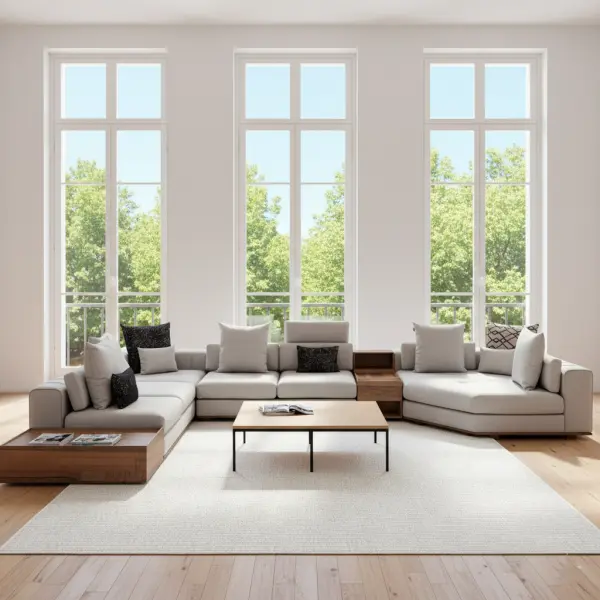 Textured Light Gray Area Rug – Minimalist Scandinavian Neutral Design