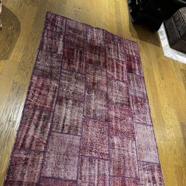 Velvet Plum Patchwork Rug – Handmade Purple & Burgundy Carpet