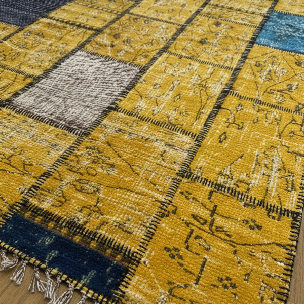 Vintage Beige Oriental Patchwork Rug