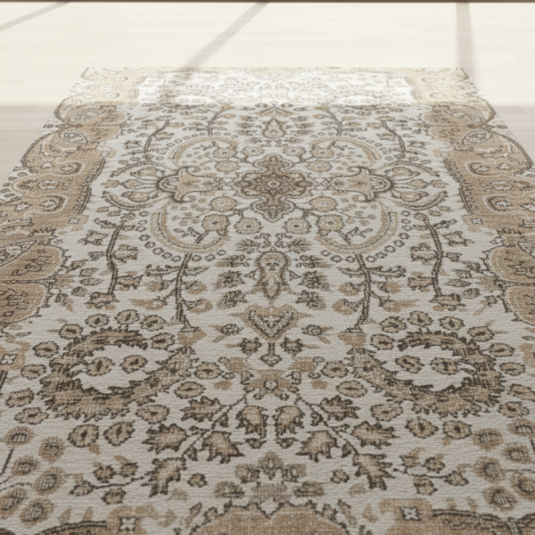 Vintage Beige Persian Rug – Classic Floral Medallion Design