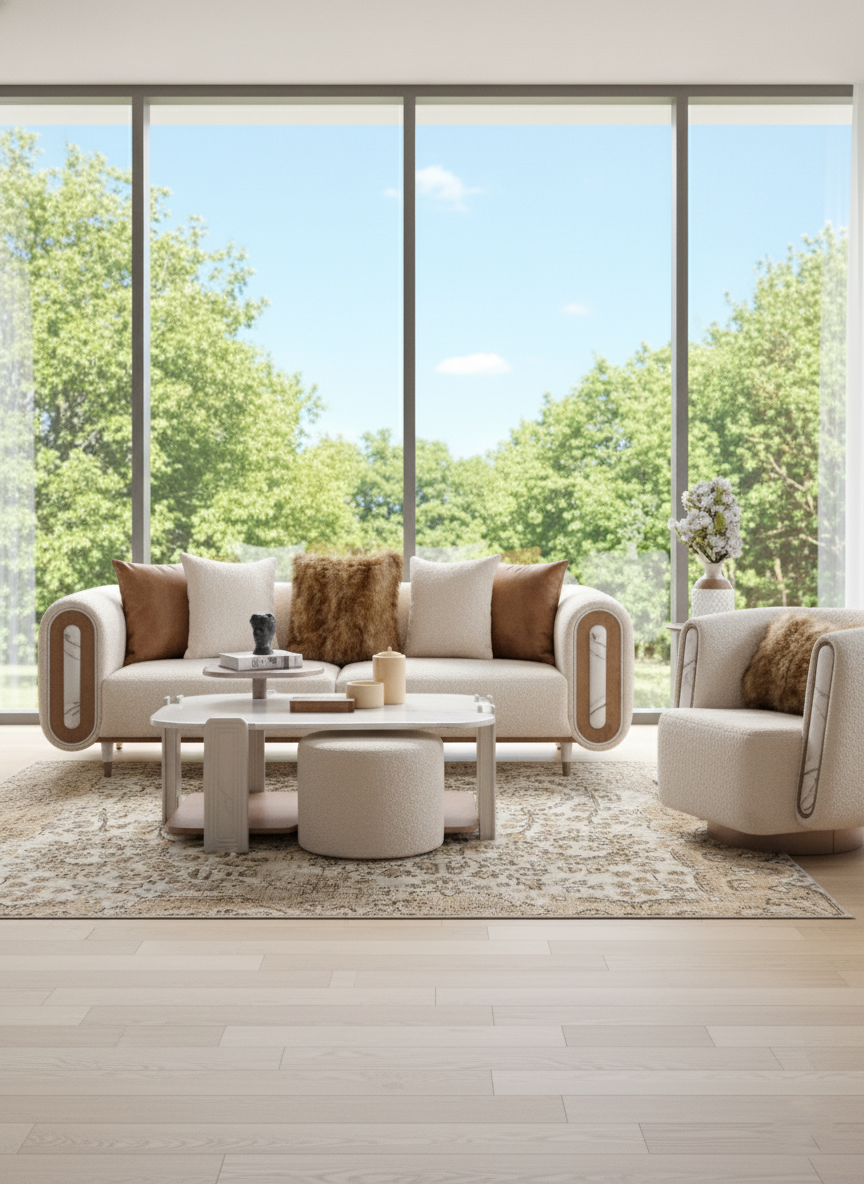 Vintage Beige Persian Rug – Classic Floral Medallion Design