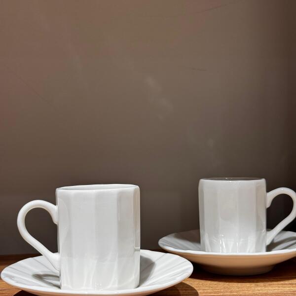 White Turkish Coffee Cup Set 12pc