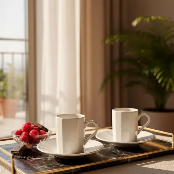 White Turkish Coffee Cup Set 12pc