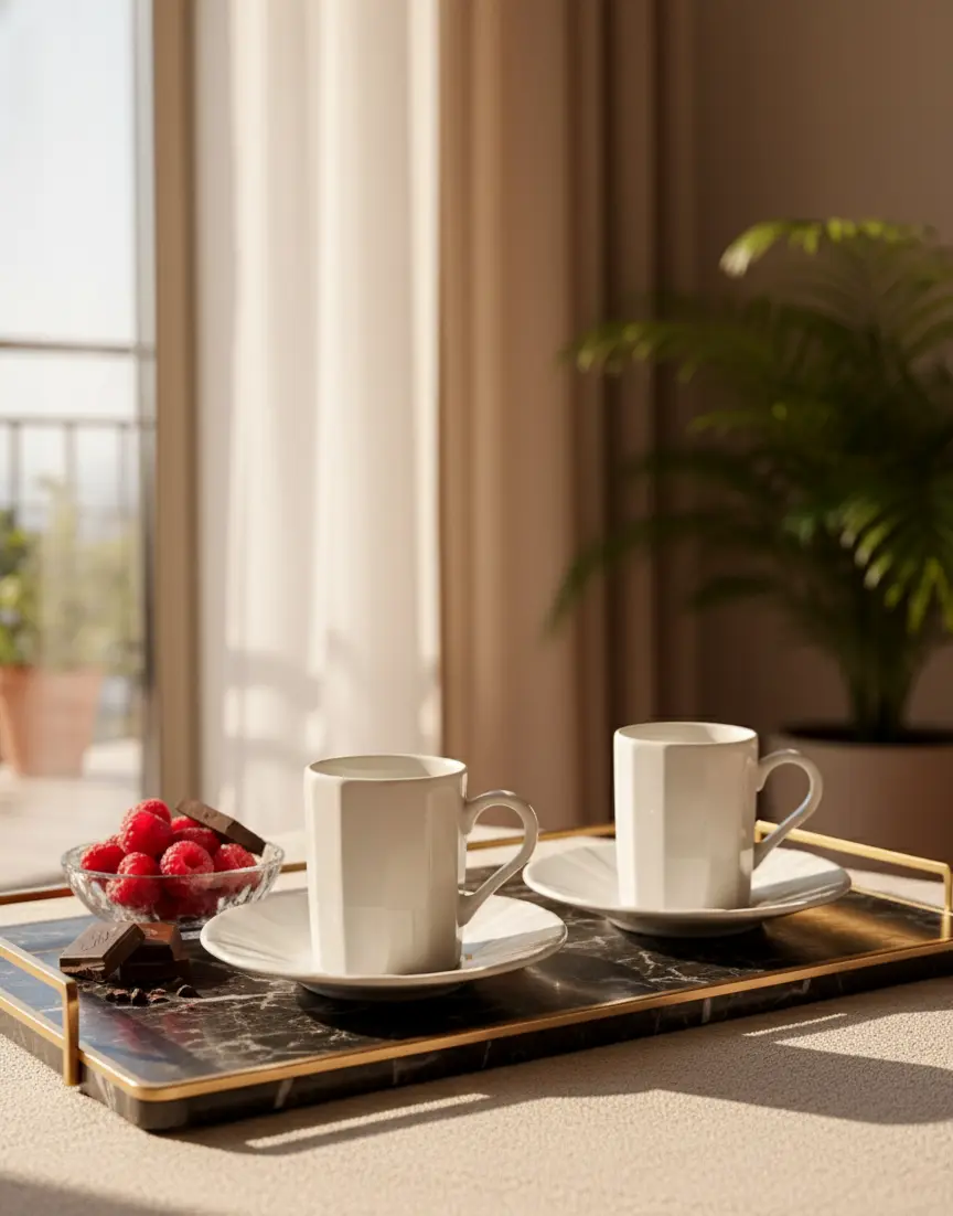 White Turkish Coffee Cup Set 12pc