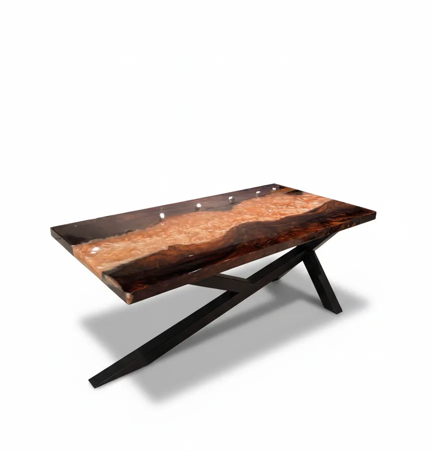 350-Year Heritage Custom Walnut & Epoxy Dining Table – modern epoxy table | Ferozzi furniture store, Atlanta & Alpharetta