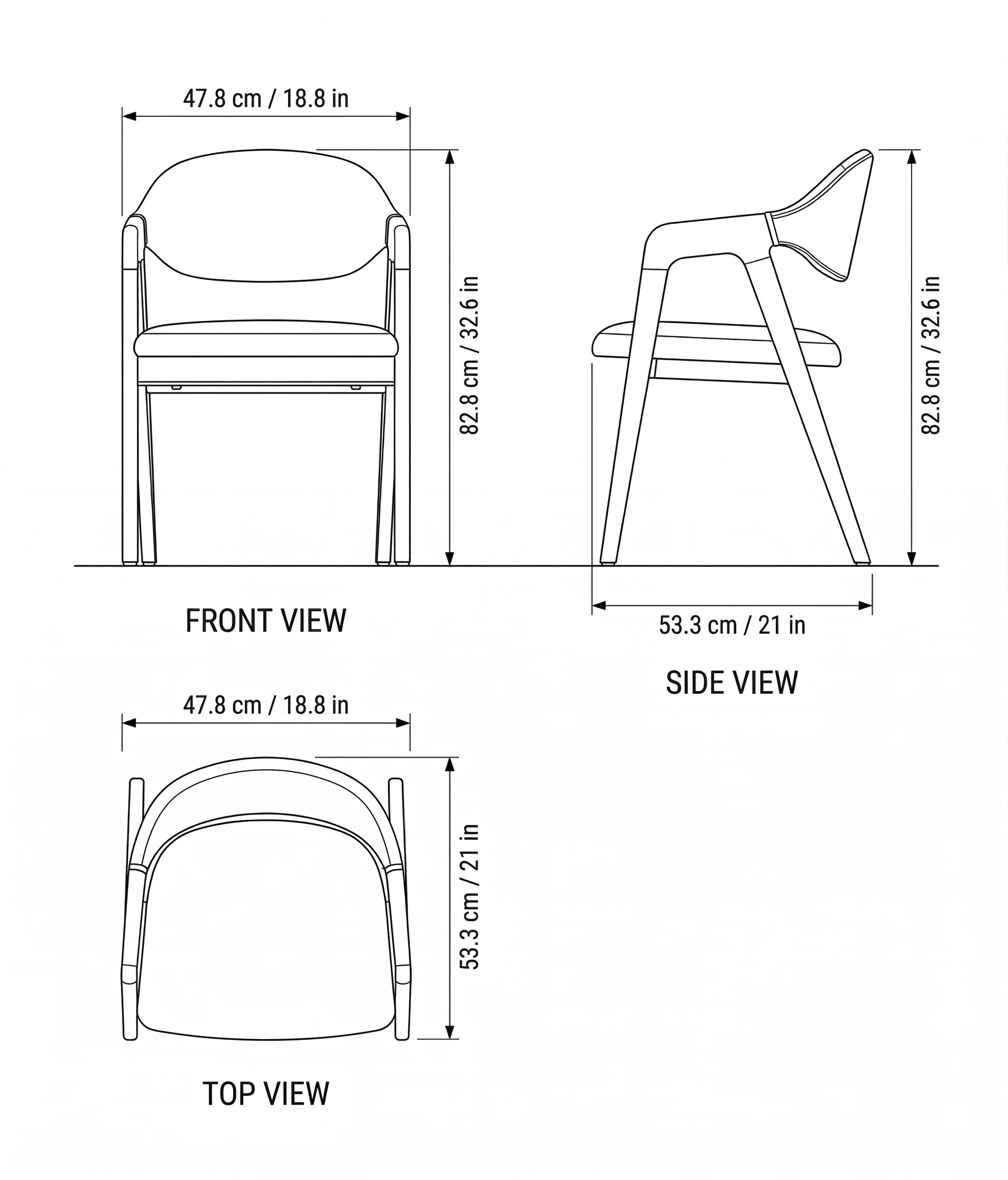 Armani Dining Chair dimensions