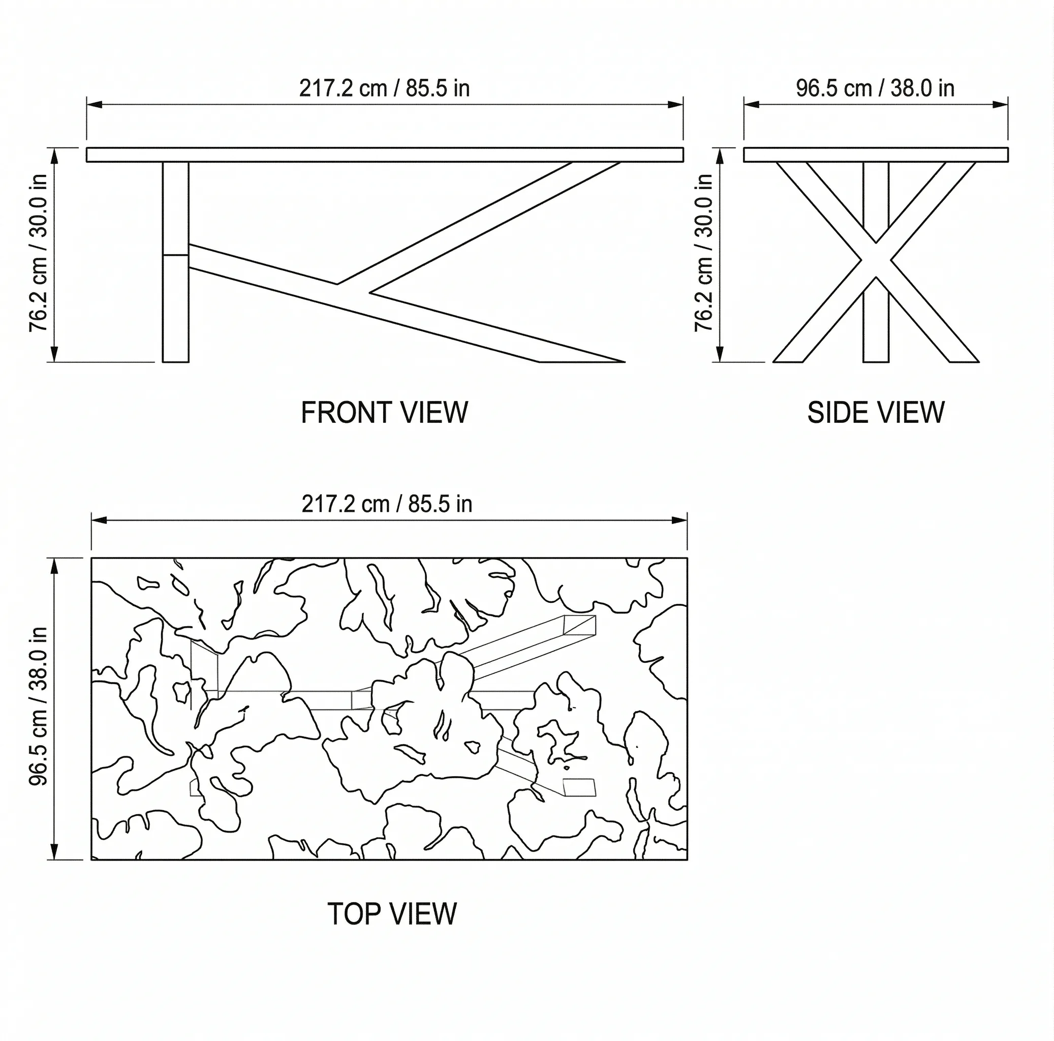 Immortal Olive Epoxy Table dimensions