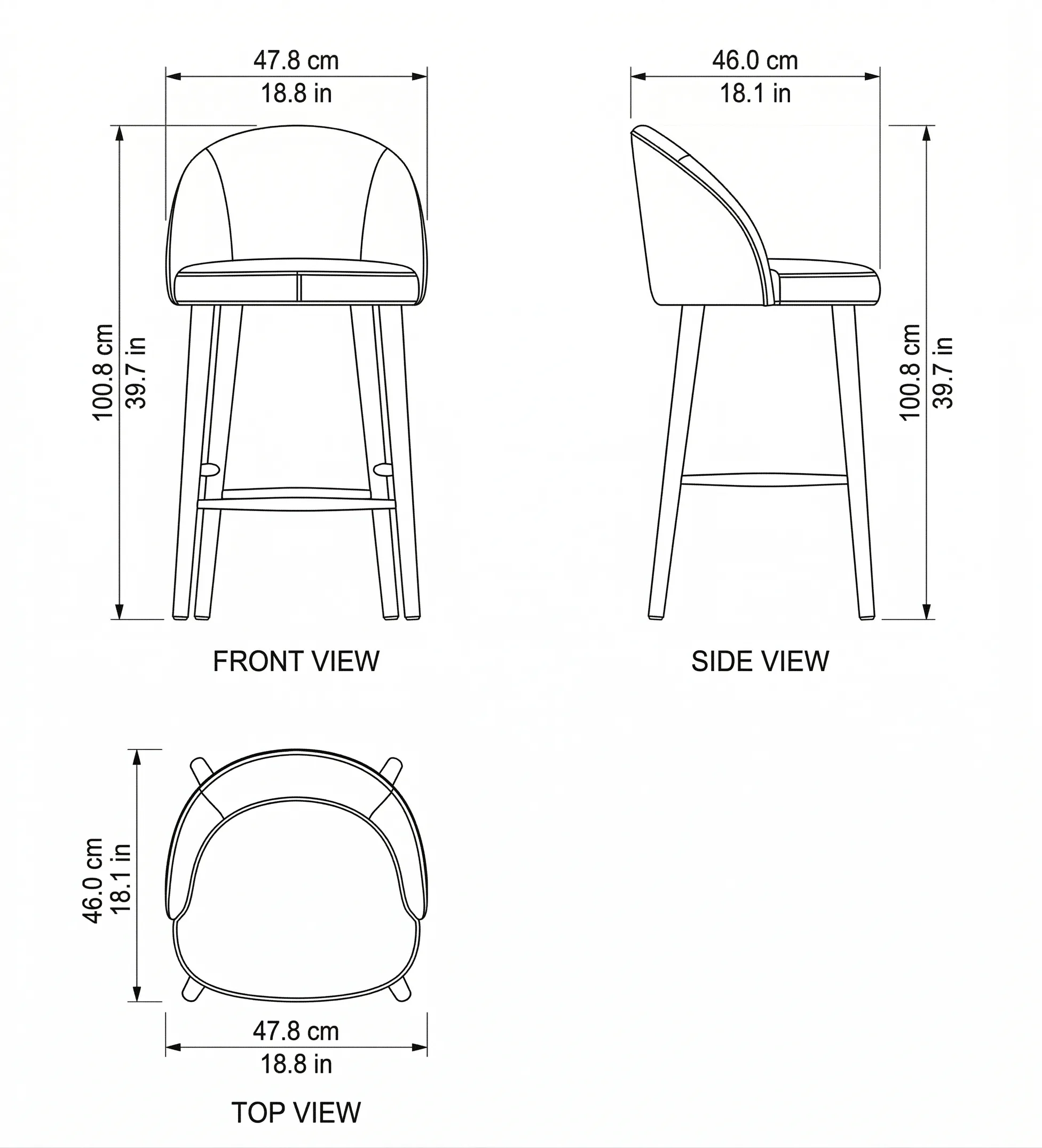 Rita Counter Stool dimensions