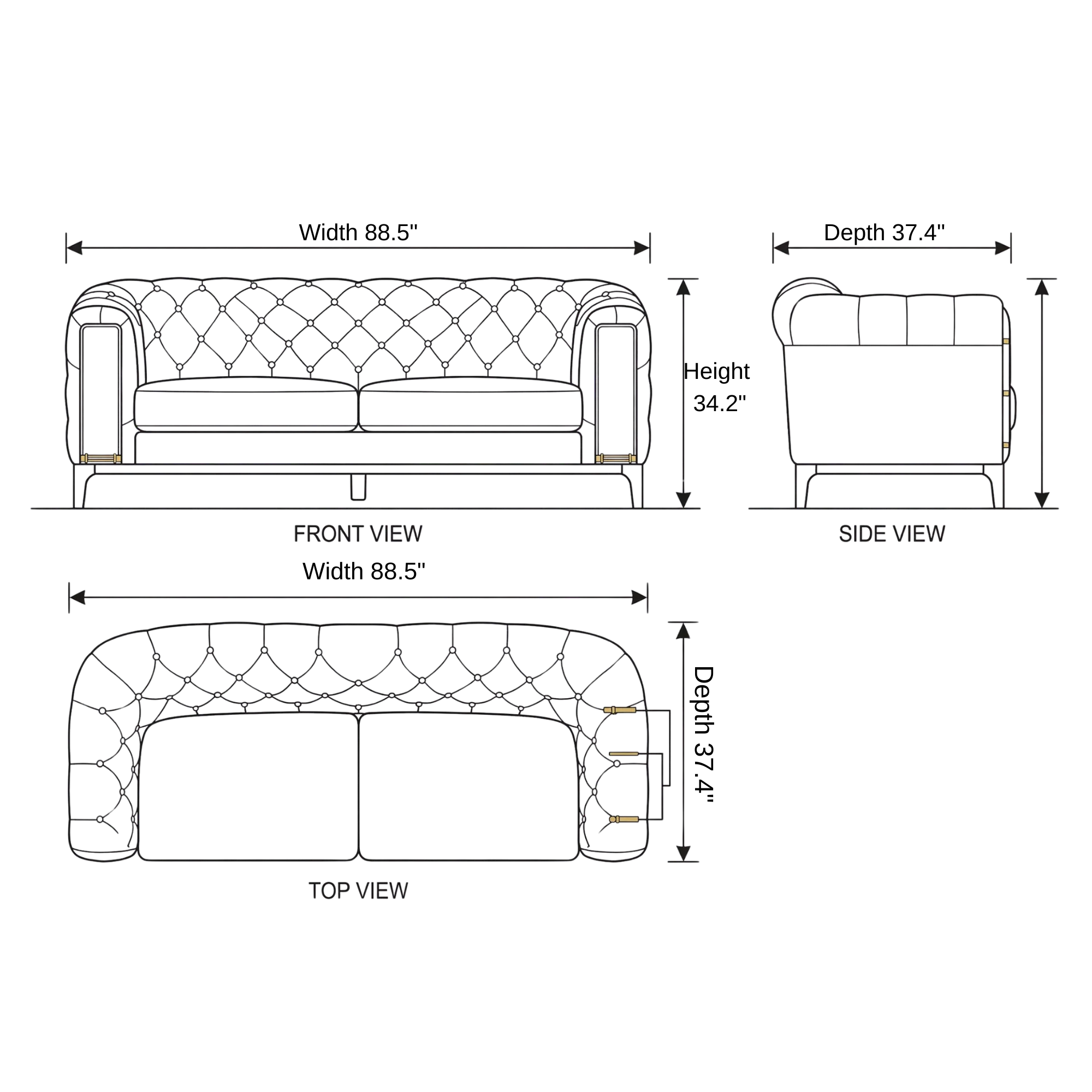Alabama Bed Sofa dimensions