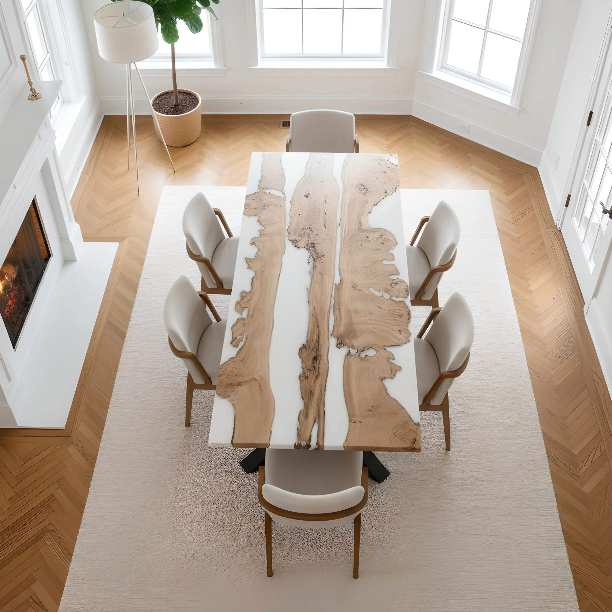 Alpine Frost Epoxy Dining Table – epoxy table detail view 2 | Ferozzi