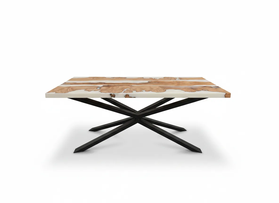 Alpine Frost Epoxy Dining Table – epoxy table detail view 6 | Ferozzi